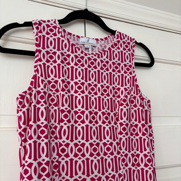 Jude Connally Rachel Dress‎ Size Small Pockets Pink White Chain Link Print Jude - Picture 3 of 10